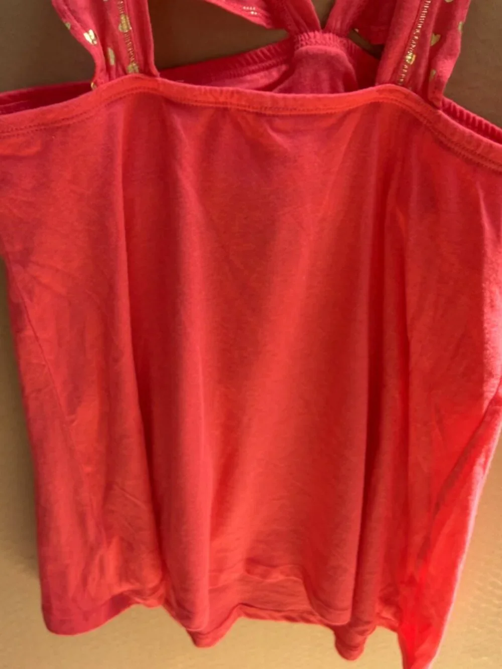 NWT Girls Justice Coral/Red Tank Top w/Gold Studded Heart Graphic, Size 14